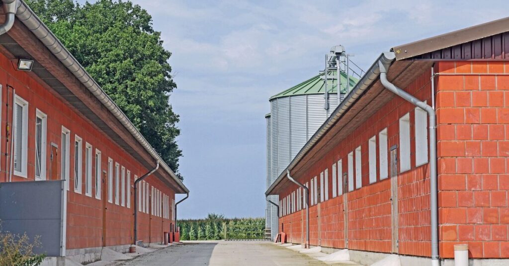 Bauernhof mit modernem Silo