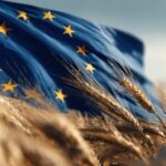 die zerknitterte Flagge der EU soll das gespaltene Verhältnis zwischen EU und der Landwirtschaft verdeutlichen, sprich Gemeinsame Agrarpolitik